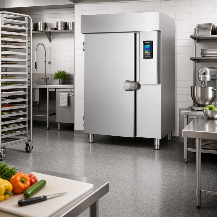 Product image #2 for HURRiCHiLL Roll-In Remote Blast Chiller/Shock Freezer for One Mobile Rack, 300 lb Capacity