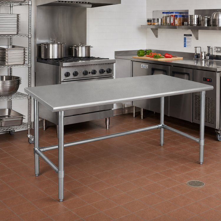 Product image #2 for Eagle Budget Series 48"W x 36"D Flat Top Stainless Steel Work Table with Galvanized Base