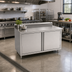 Thumbnail image #2 for John Boos Enclosed Cabinet Base Work Table with Hinged Doors, 60 x 24 Inch, 14-Gauge 300 Series Stainless Steel Top