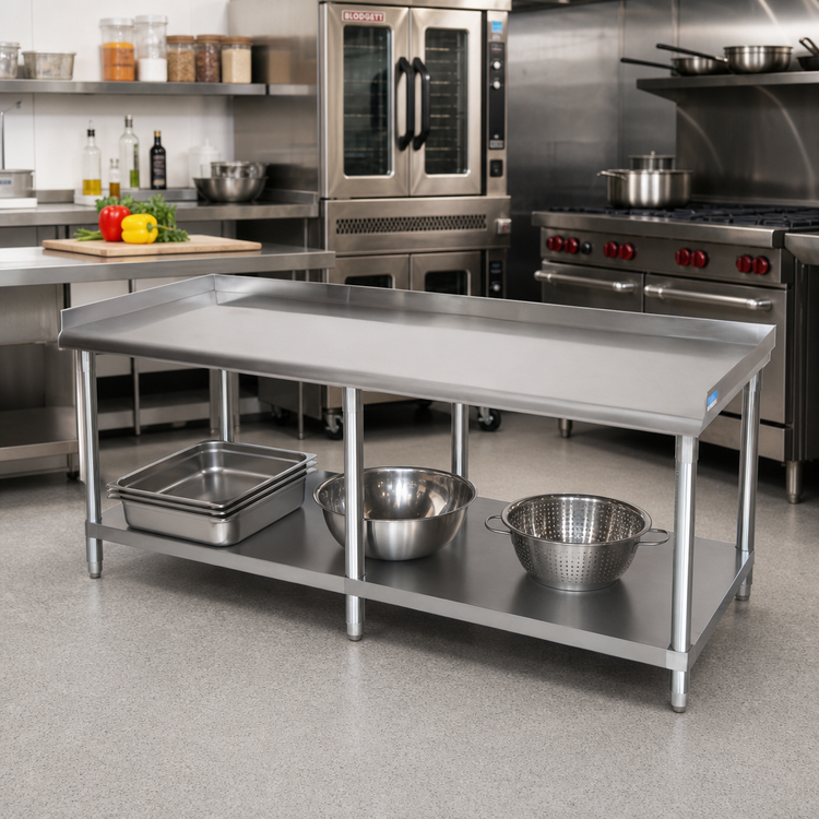 Product image #2 for BK Resources 73 x 30-Inch Stainless Steel Equipment Stand with Adjustable Undershelf and 6 Legs