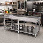 Thumbnail image #2 for BK Resources SVET-7230-6 73 x 30 x 26-Inch Stainless Steel Equipment Stand with 18-Gauge Top, Adjustable Undershelf and 2-Inch Riser