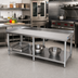 Thumbnail image #2 for BK Resources 73 x 30-Inch Stainless Steel Equipment Stand with Adjustable Undershelf and 6 Legs