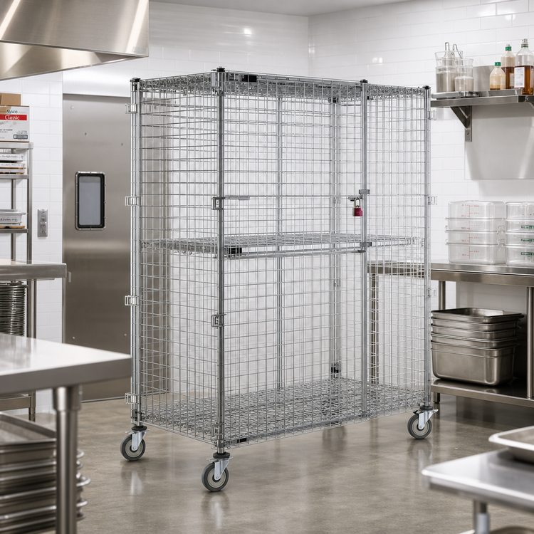 Product image #2 for Eagle Group QuadTruss Mobile Wire Security Cage with Padlock Doors, 39-1/4" W x 27-1/4" D x 69" H