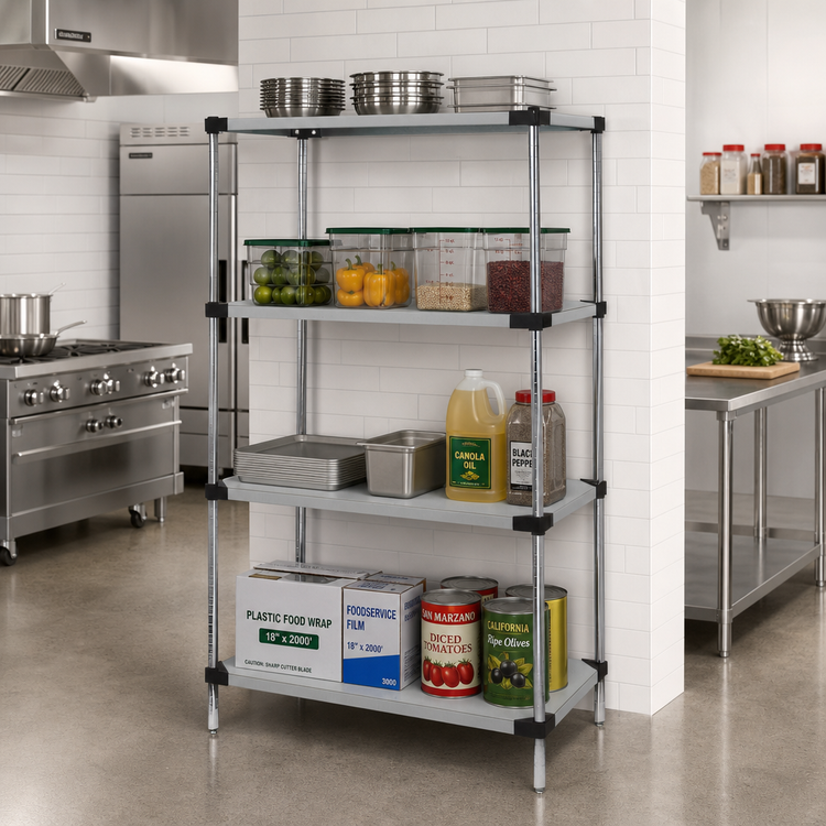 Product image #2 for Quantum 36" W x 18" D x 86" H Stationary Solid Stainless Steel Shelving Starter Kit