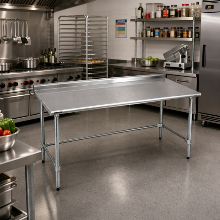 Product image #2 for Eagle Group BlendPort® Deluxe Series 60 Inch x 24 Inch Stainless Steel Work Table with Rear Upturn and Galvanized Tubular Base