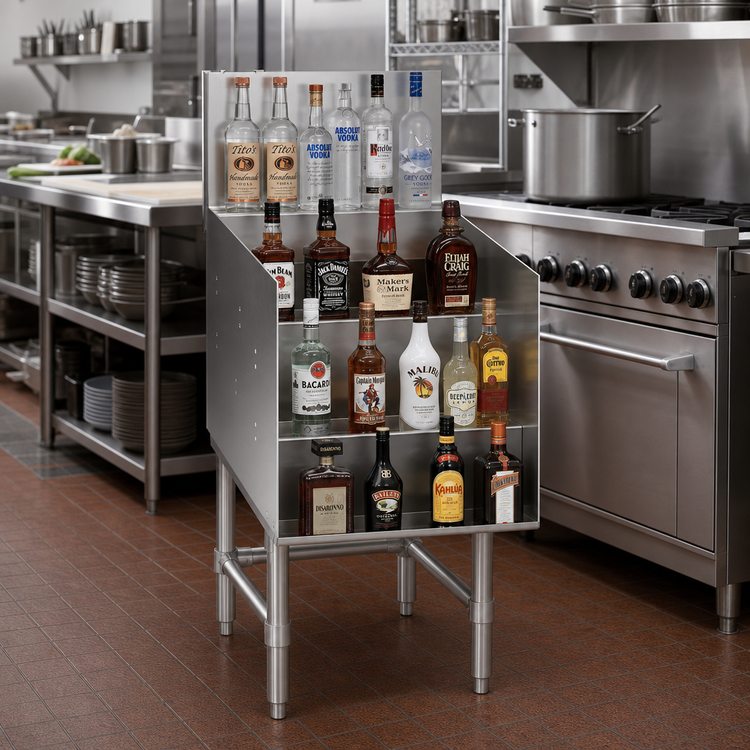 Product image #2 for Spec-Bar 24-Inch Wide Free-Standing 4-Step Liquor Bottle Display Unit, No Speed Rail