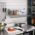 Thumbnail image #2 for Metro SmartWall GS1830K4 Wall-Mounted Grid Shelf, 30"W x 18"D, Retaining Edge, Gray Epoxy, Microban
