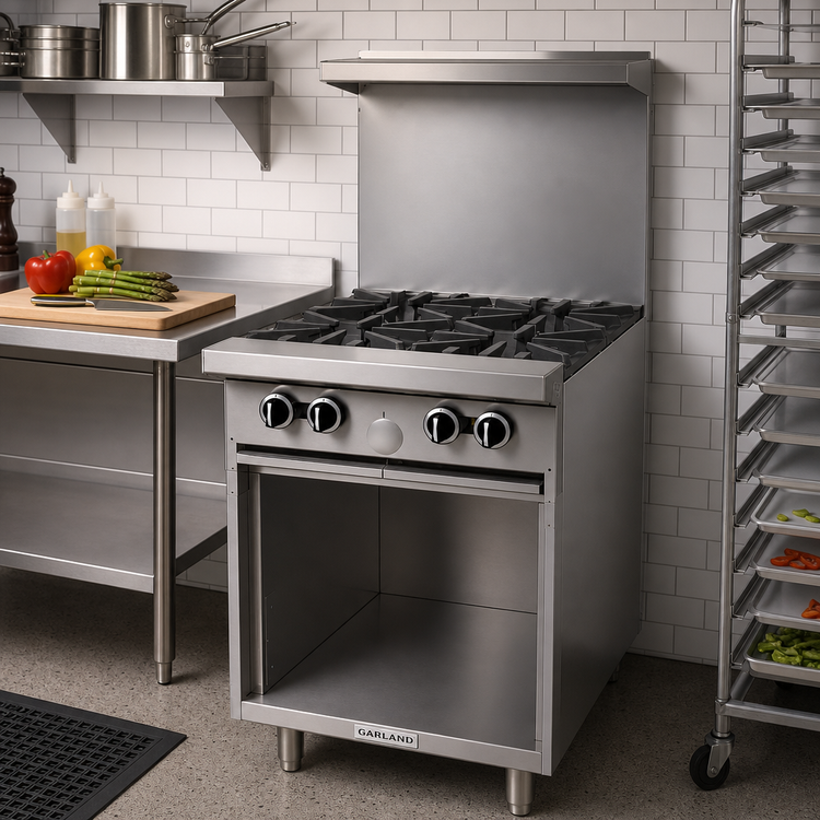 Product image #2 for Garland G Starfire Pro 24-Inch Gas Restaurant Range with 4 Open Burners and Storage Base