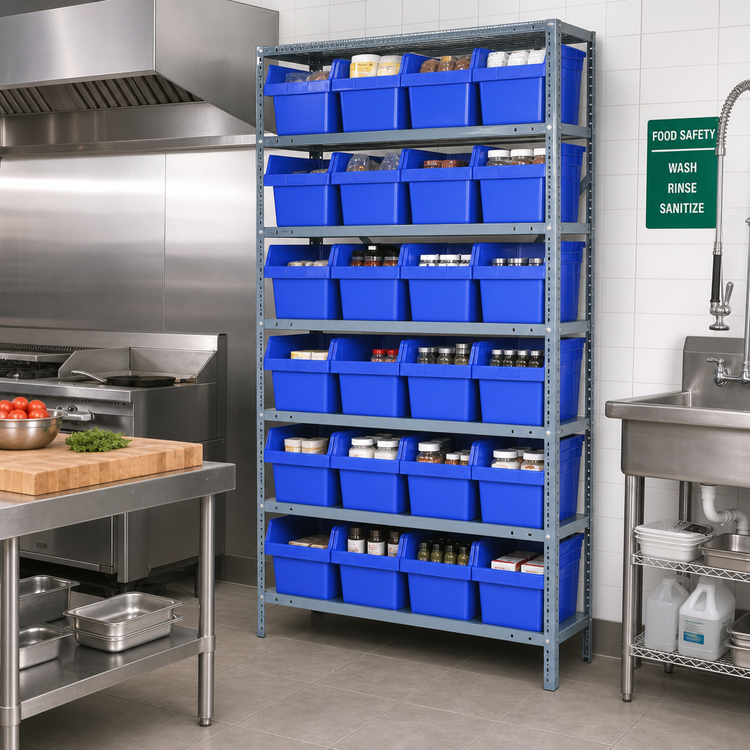 Product image #2 for Quantum Heavy Duty Stationary Wire Shelving Unit with 8 Shelves and 28 Bins, 36 x 12 x 75 Inches