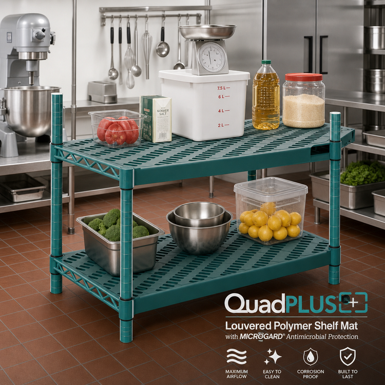 Product image #2 for QuadPLUS 60" x 24" Louvered Polymer Shelf Mat with MICROGARD Antimicrobial Protection