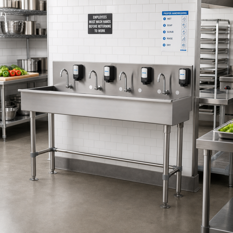 Product image #2 for Advance Tabco 72-Inch Freestanding Multi-Station Hand Wash Sink