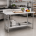 Thumbnail image #2 for Omcan USA 60-Inch x 30-Inch 20-Gauge 430 Stainless Steel Work Table with 4-Inch Backsplash and Undershelf