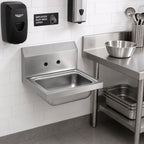 Thumbnail image #2 for Vollrath 141-0 Wall-Mounted 304 Stainless Steel Hand Sink, 17 x 15 Inch, 5-1/2 Inch Bowl, 2-Hole, Bracket Included