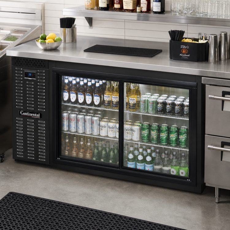 Product image #2 for Continental Refrigerator BB59SNSGD Shallow Depth 59" Black Back Bar Cooler with Sliding Glass Doors