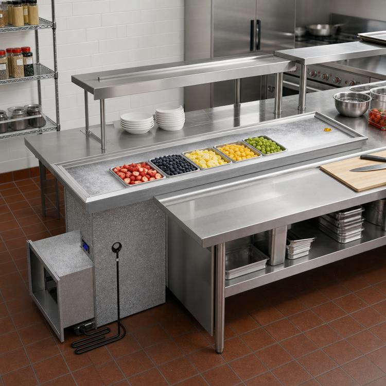 Product image #2 for Randell RFT-5 69-Inch Drop-In Refrigerated Frost Top, 5-Pan Capacity
