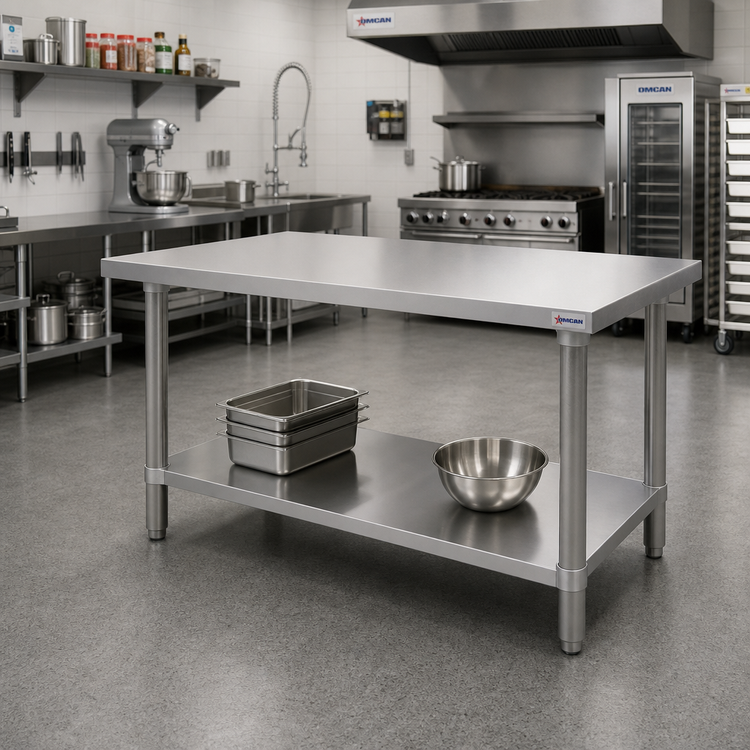 Product image #2 for Omcan Elite Series 72 x 30 Inch Stainless Steel Work Table with Undershelf