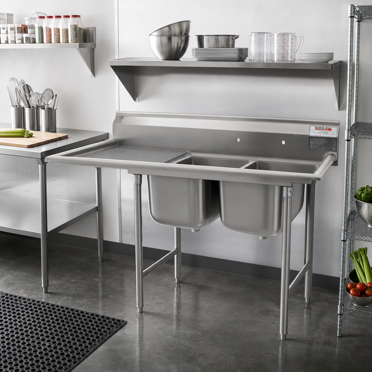 Product image #2 for Eagle Group 414 Series Two-Compartment Stainless Steel Sink with Left Drainboard