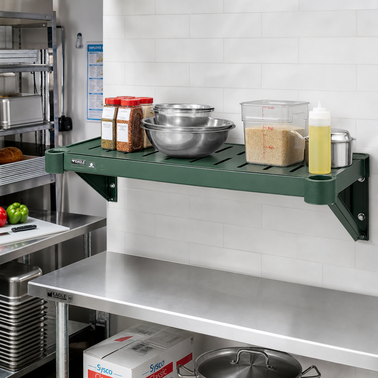 Product image #2 for Eagle Group Quik-Set Louvered Solid Shelf, 36 x 24 Inch, 14-Gauge Galvanized Steel, Green Epoxy Finish