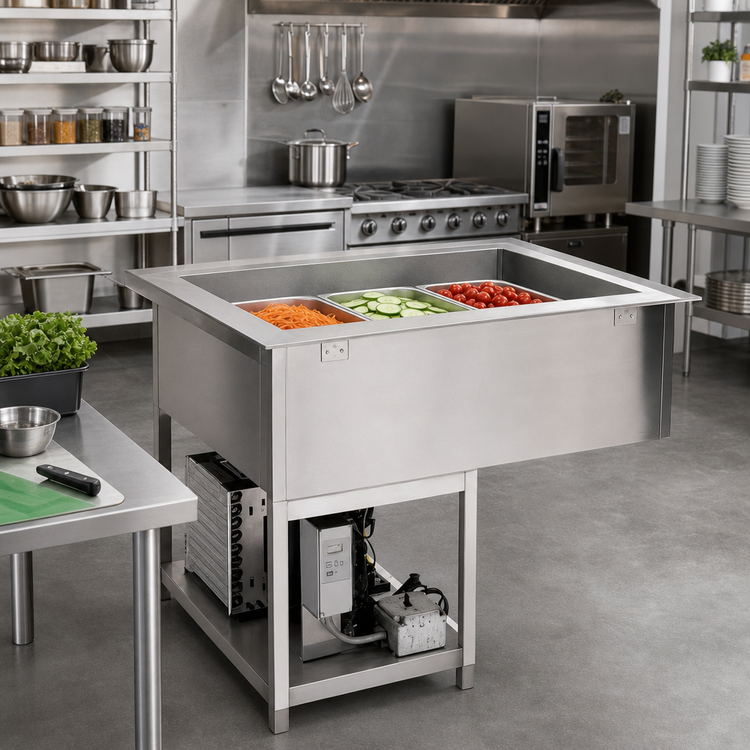 Product image #2 for Wells RCP-7300 Drop-In Self-Contained Refrigerated Cold Food Well, 3 Full-Size Pans, 46-1/2 Inch Wide