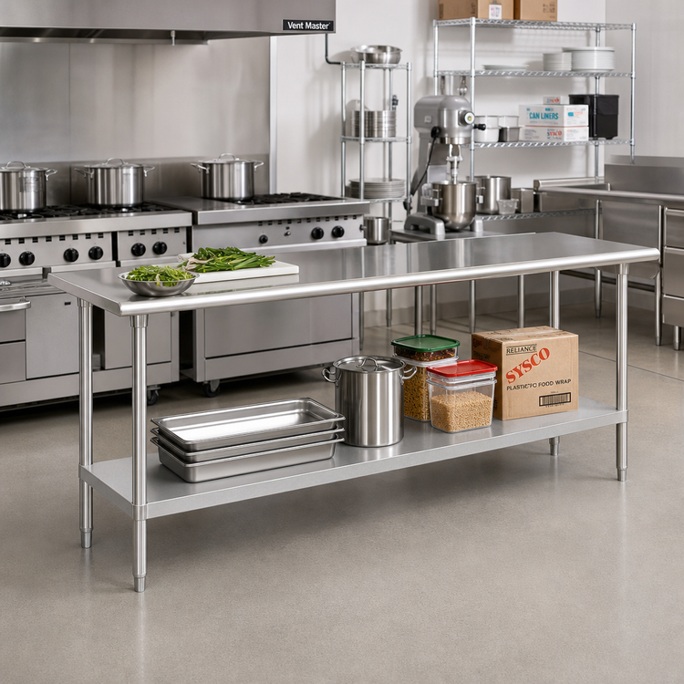 Product image #2 for Advance Tabco 108-Inch x 30-Inch 304 Stainless Steel Work Table with Adjustable Galvanized Undershelf