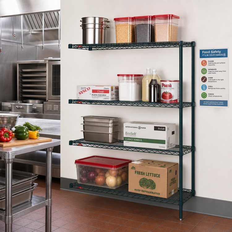 Product image #2 for Metro Super Erecta Add-On Wire Shelving Unit, 30 x 18 x 63 Inches, 4 Shelves, Metroseal 3 Epoxy Finish
