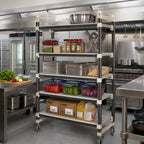 Thumbnail image #2 for Cambro Camshelving® Elements EMT244880V5480 5-Tier High-Density Overhead Track Mobile Shelving Starter Unit, 24 x 48 x 80 Inches