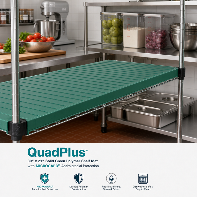 Product image #2 for QuadPlus 30 x 21-Inch Solid Green Polymer Shelf Mat with MICROGARD Antimicrobial Protection