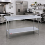 Thumbnail image #2 for Duke Manufacturing 416S-3084-2R Stainless Steel Work Table, 84 x 30 in, 16-Gauge 400 Series Top, 1-1/8 in Riser, Undershelf