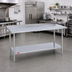 Thumbnail image #2 for Duke Stainless Steel Work Table with 1-1/8-Inch Straight Riser and Undershelf, 84 x 30 Inches