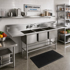 Thumbnail image #2 for Eagle Group Spec-Master FN2060-3-30-14/3 Three-Compartment Stainless Steel Sink, 20 x 20 x 14 Inch Bowls, Dual 30-Inch Drainboards