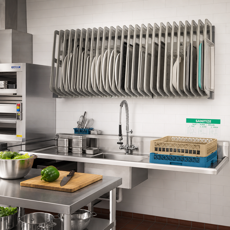 Product image #2 for Cambro Camshelving Elevation 18 x 48 Inch Wall-Mounted Dry Rack Starter Kit, 28 Slots