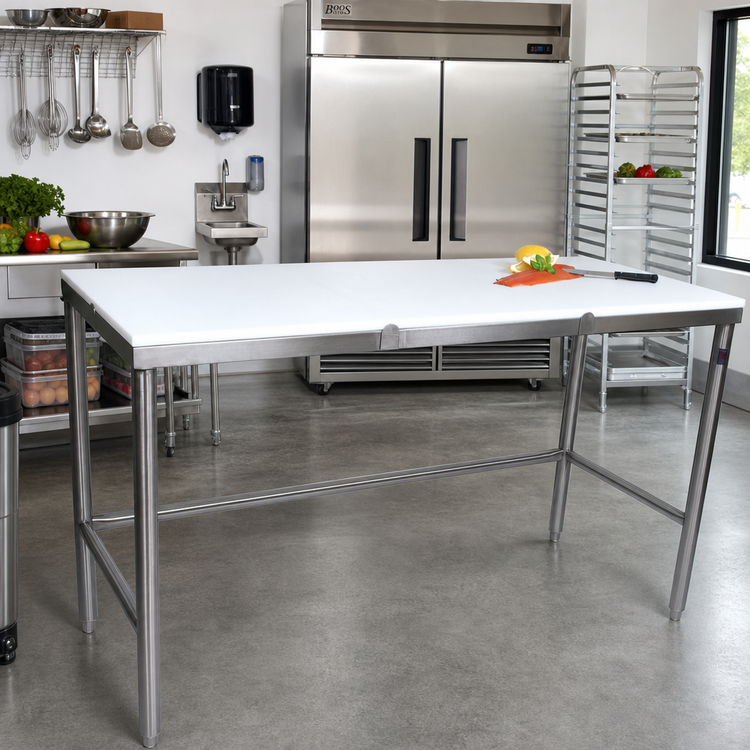 Product image #2 for John Boos TC062 96 Inch x 36 Inch Trimming Table with 3/4 Inch Reversible Poly Top and Stainless Steel Base
