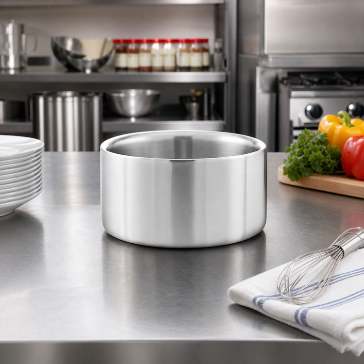 Product image #2 for American Metalcraft 34 oz. Satin Finish Straight-Sided Double-Wall Stainless Steel Serving Bowl