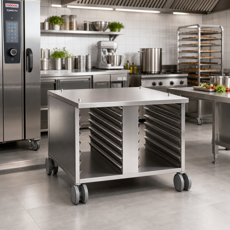 Product image #2 for RATIONAL UG II Mobile Oven Stand for SCC 61/CMP 101 Series, 14 Supporting Rails