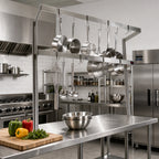 Thumbnail image #2 for John Boos PRD2 Table-Mounted Double-Bar Stainless Steel Pot Rack with 10 Double Hooks, 55-1/4-Inch Overall Length