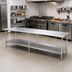 Thumbnail image #2 for Sapphire Manufacturing 120 Inch x 24 Inch 400 Series Stainless Steel Work Table with Rounded Edges and Adjustable Undershelf