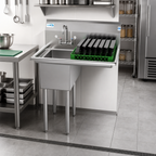Thumbnail image #2 for Koolmore SA121610-16R3 31-Inch One-Compartment 18-Gauge Stainless Steel Sink with Right Drainboard and Backsplash