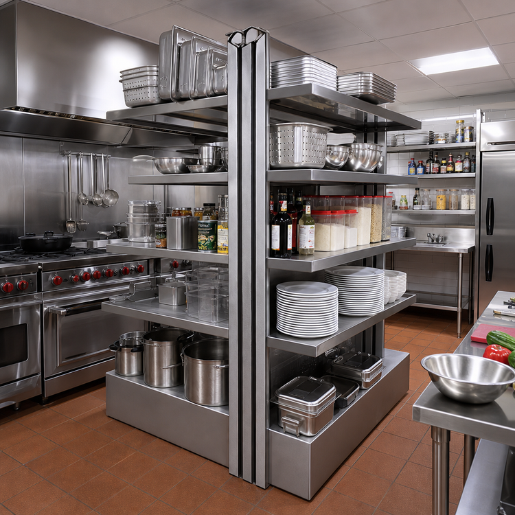 Product image #2 for Back-To-Back Heavy Duty Aluminum Floor-To-Ceiling Cantilever Shelving Uprights, 120 Inch