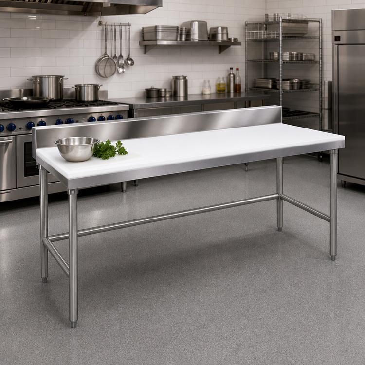 Product image #2 for Advance Tabco 72" x 24" Poly-Vance Poly Top Work Table with 6" Backsplash