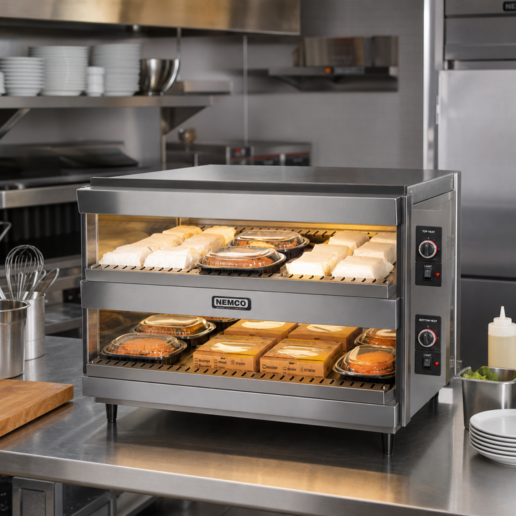 Product image #2 for Nemco 30-Inch Countertop Dual-Shelf Hot Food Merchandiser with Independent Heat and Light Controls