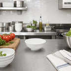 Thumbnail image #3 for CFS Brands Ridge 5311037 8 oz White Marble Melamine Freeform Bouillon Bowl, 4-1/2 Inch, Matte Finish Case of 24