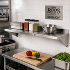 Thumbnail image #2 for John Boos Stallion BHS1636-16/304 Wall-Mounted Stainless Steel Shelf, 36"W x 16"D, 16-Gauge 300 Series, Satin Finish