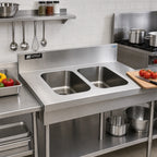 Thumbnail image #2 for Eagle Group FDI-16-19-8-2 Two-Compartment Welded-In 18-Gauge 304 Stainless Steel Sink, 16 x 20 x 8 Inch Bowls