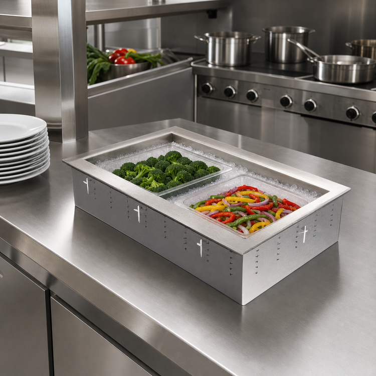 Product image #2 for Vollrath Short Sided Non-Refrigerated 2-Pan Cold Drop-In Food Well