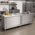 Thumbnail image #2 for John Boos 96-Inch x 30-Inch Stainless Steel Cabinet Base Work Table with Sliding Doors