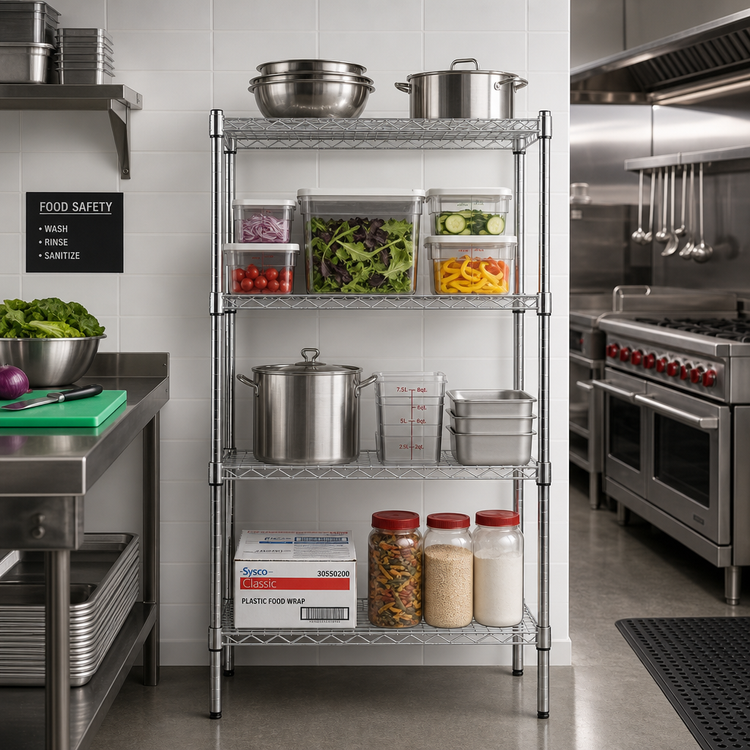 Product image #2 for Steel Works Stainless 4-Tier Stationary Chrome Wire Shelving Unit, 21 x 30 Inches, 800 lb Capacity