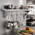 Thumbnail image #2 for 48 Inch Stainless Steel Wall Shelf with Pot Rack, Hooks, and Brackets