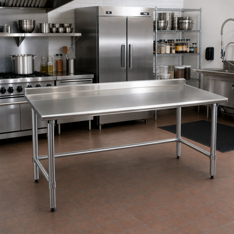 Product image #2 for Deluxe Series Stainless Steel Work Table with Rear Up-Turn, 108 x 36 Inches