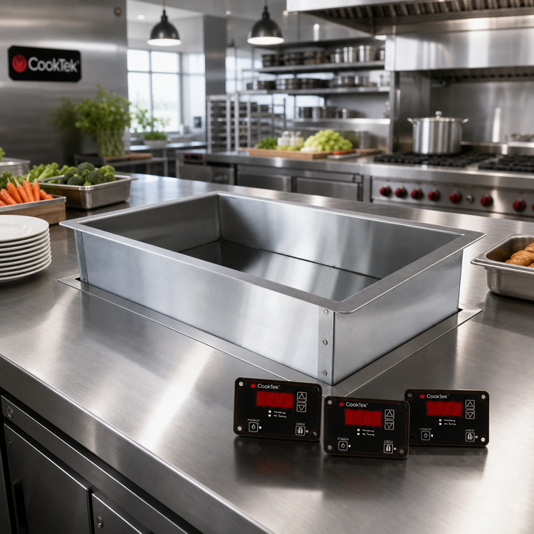 Product image #2 for CookTek SinAqua Rectangular 6-Sensor Drop-In Induction Hot Food Dry Well