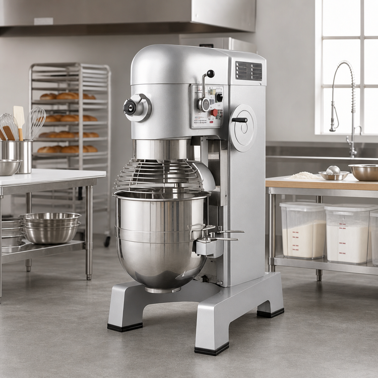 Product image #2 for Omcan USA 60 Qt 4-Speed Planetary Floor Mixer with Gear and Belt Drive, #12 Hub